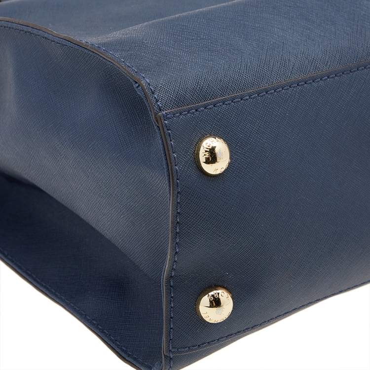 Pre Owned MICHAEL Michael Kors Blue Saffiano Leather Large Hamilton Tote
