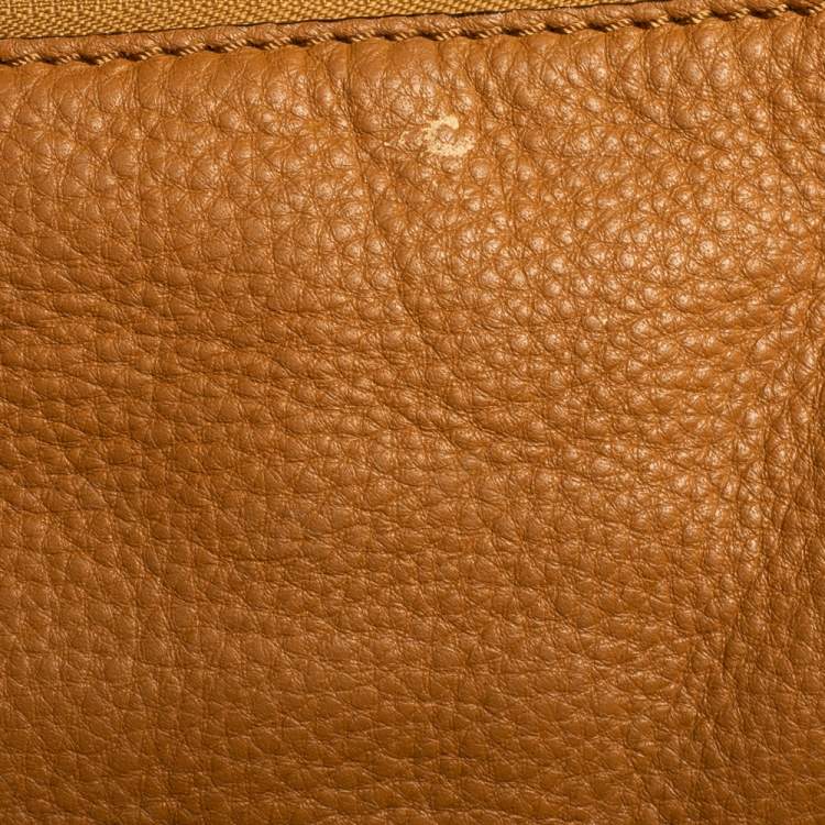 Pre Owned MICHAEL Michael Kors Caramel Brown Leather Logo Zip Hobo