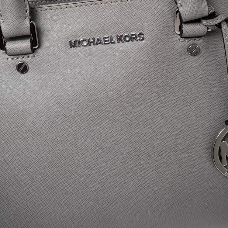 Pre Owned MICHAEL Michael Kors Grey Saffiano Leather Double Zip Tote