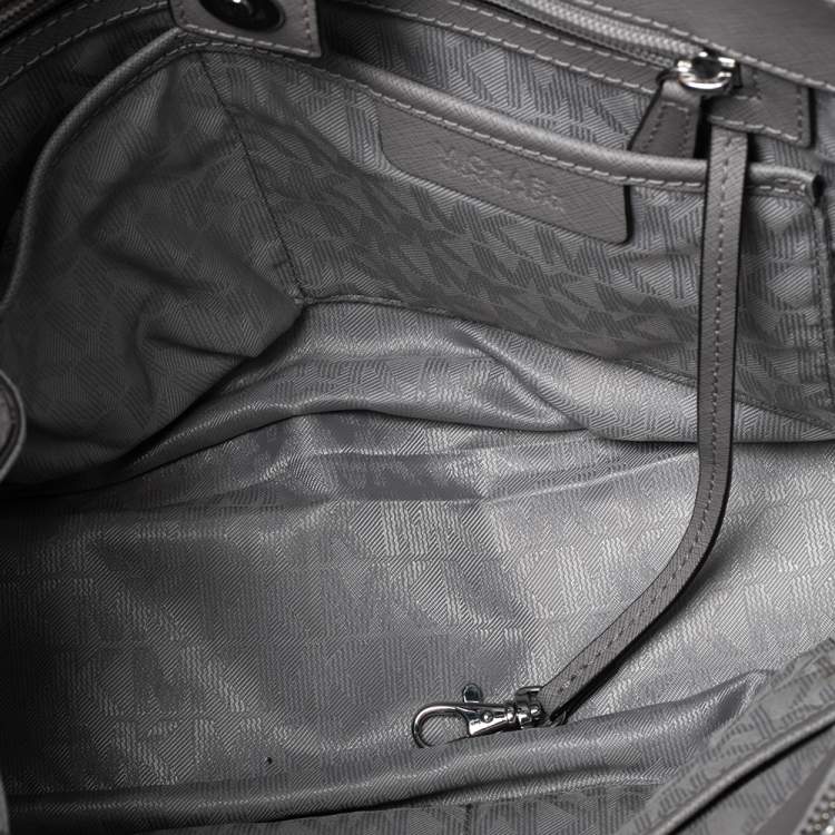 Pre Owned MICHAEL Michael Kors Grey Saffiano Leather Double Zip Tote