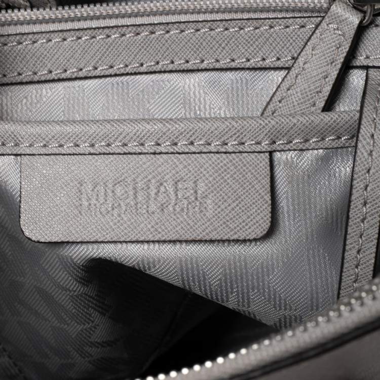 Pre Owned MICHAEL Michael Kors Grey Saffiano Leather Double Zip Tote