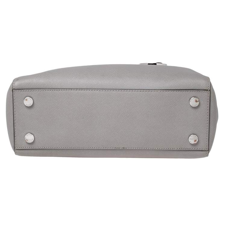 Pre Owned MICHAEL Michael Kors Grey Saffiano Leather Double Zip Tote