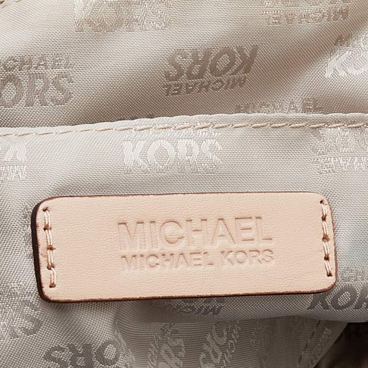 Pre Owned MICHAEL Michael Kors Brown/Beige Leather Jet Set Top Zip Tote