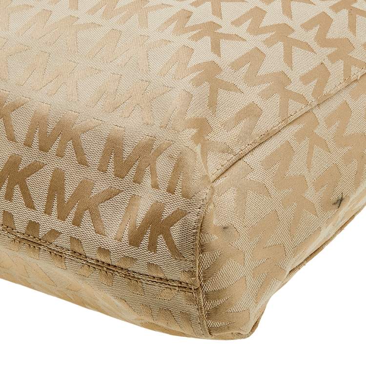 Pre Owned MICHAEL Michael Kors Beige Logo Canvas Tote