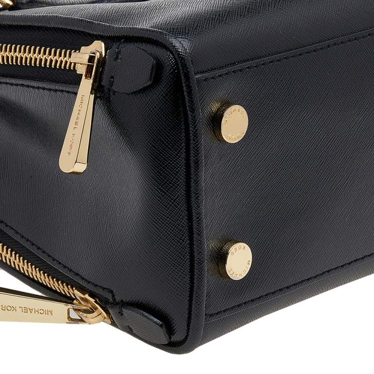 Pre Owned MICHAEL Michael Kors Black Saffiano Leather Top Zip Satchel