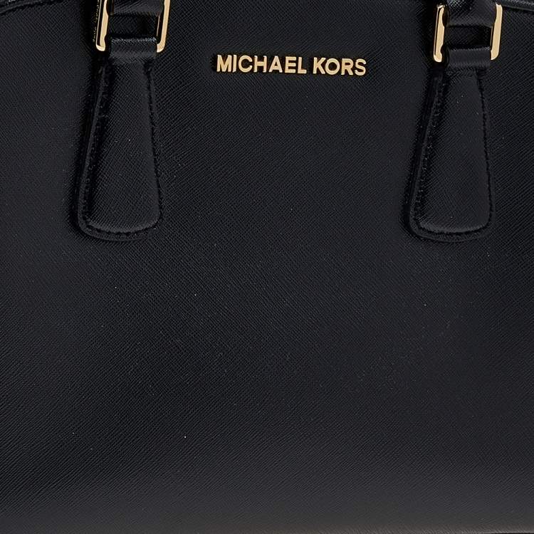 Pre Owned MICHAEL Michael Kors Black Saffiano Leather Top Zip Satchel