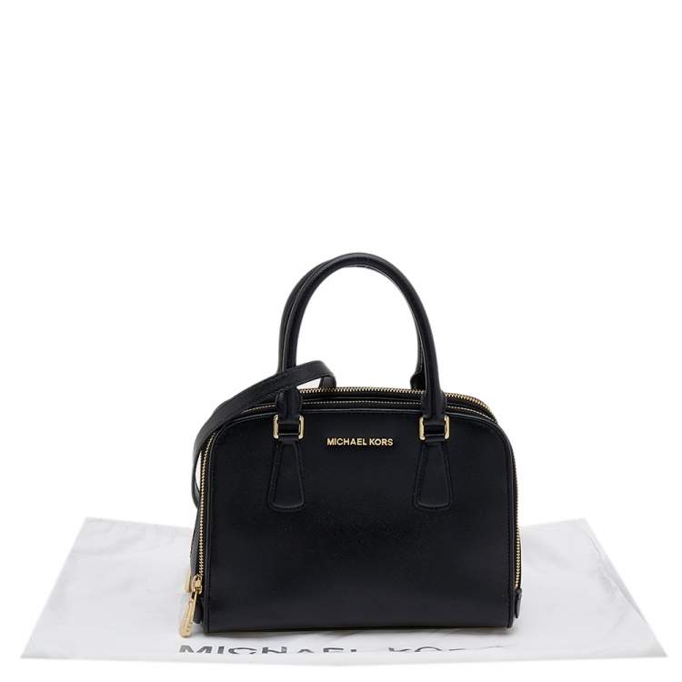 Pre Owned MICHAEL Michael Kors Black Saffiano Leather Top Zip Satchel