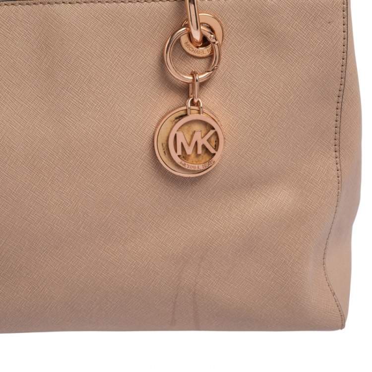 Pre Owned MICHAEL Michael Kors Dusty Pink Saffiano Leather Medium Cynthia Tote