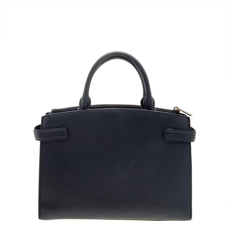 Pre Owned MICHAEL Michael Kors Black Leather Medium Karla East West Tote