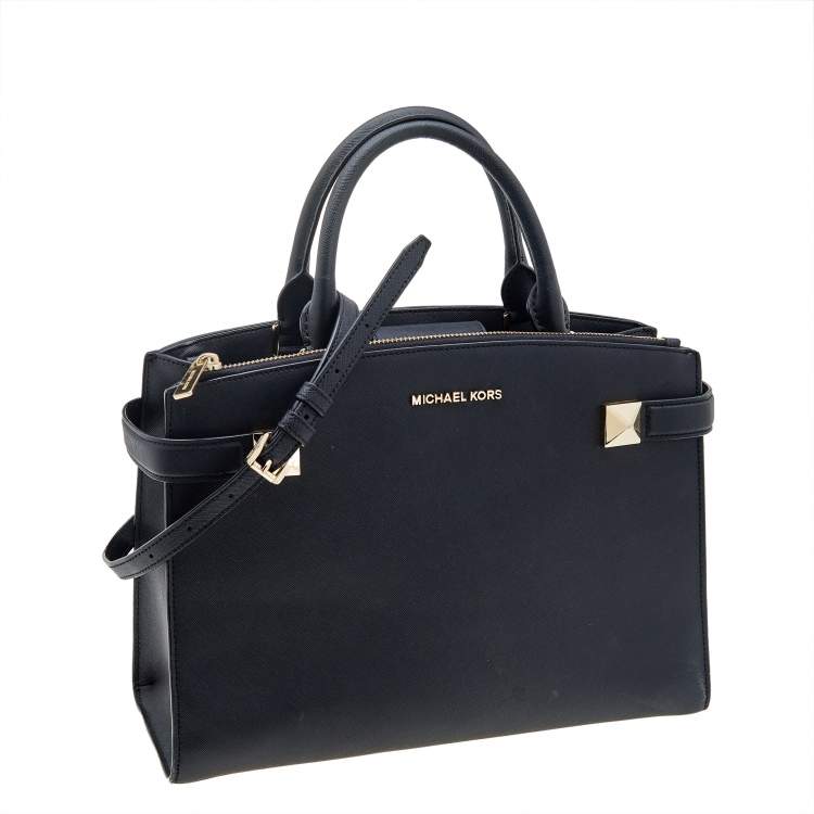 Pre Owned MICHAEL Michael Kors Black Leather Medium Karla East West Tote