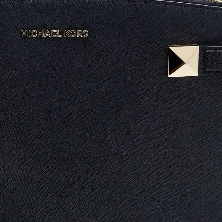 Pre Owned MICHAEL Michael Kors Black Leather Medium Karla East West Tote