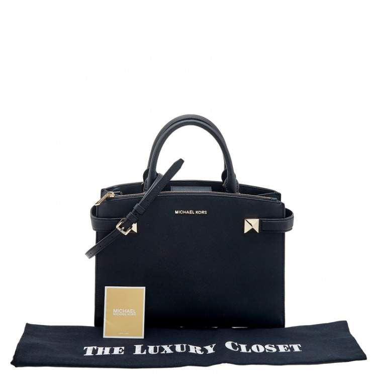 Pre Owned MICHAEL Michael Kors Black Leather Medium Karla East West Tote