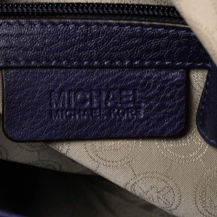 Pre Owned MICHAEL Michael Kors Purple Leather Bedford Crossbody Bag