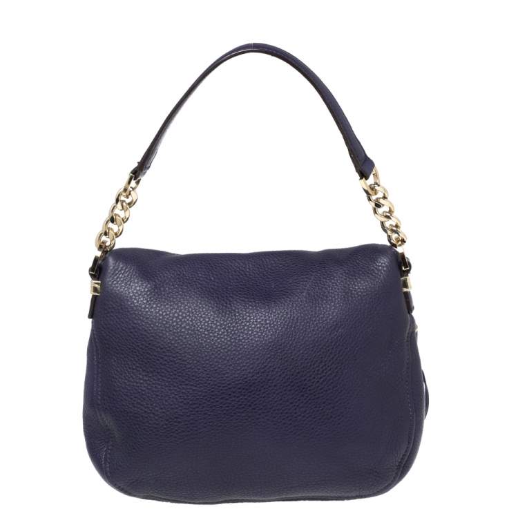 Pre Owned MICHAEL Michael Kors Purple Leather Bedford Crossbody Bag