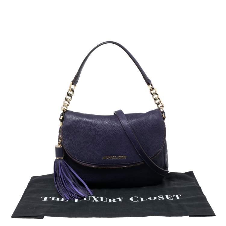 Pre Owned MICHAEL Michael Kors Purple Leather Bedford Crossbody Bag