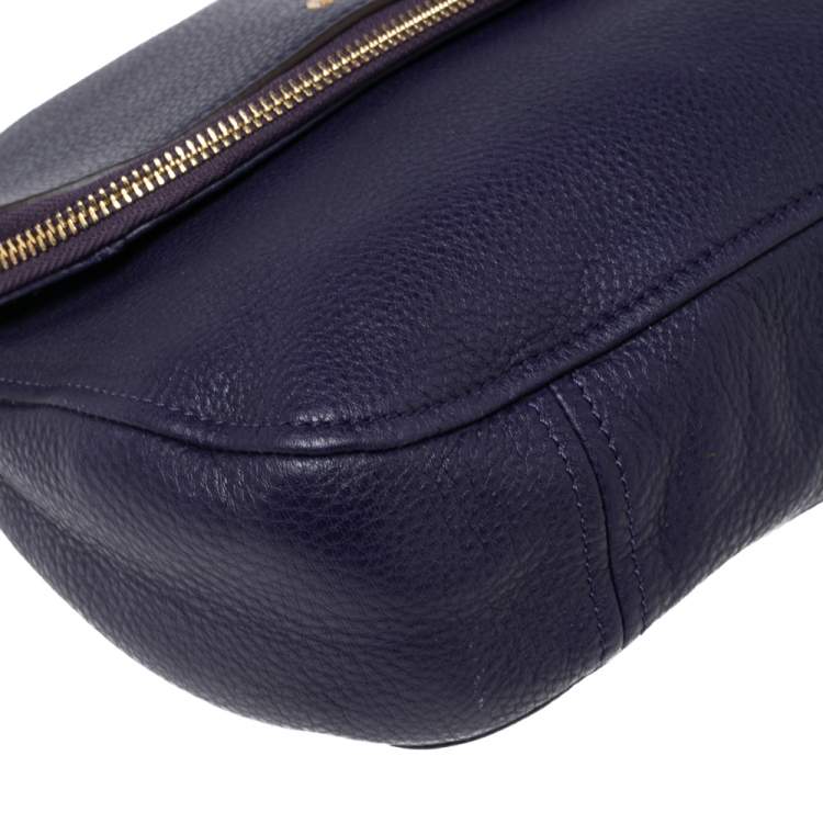 Pre Owned MICHAEL Michael Kors Purple Leather Bedford Crossbody Bag