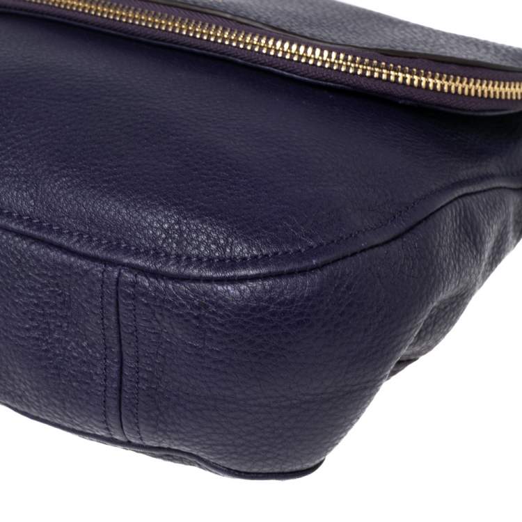 Pre Owned MICHAEL Michael Kors Purple Leather Bedford Crossbody Bag