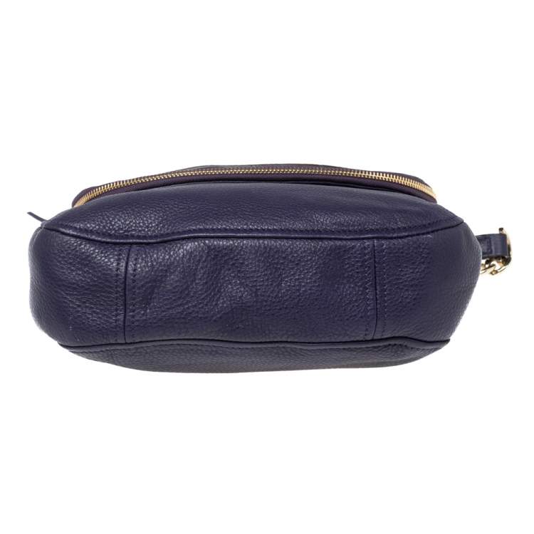 Pre Owned MICHAEL Michael Kors Purple Leather Bedford Crossbody Bag