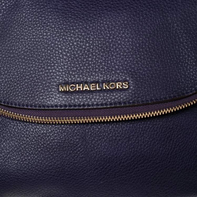 Pre Owned MICHAEL Michael Kors Purple Leather Bedford Crossbody Bag