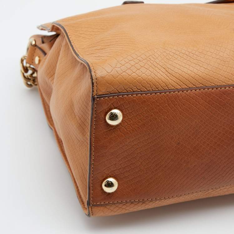 Pre Owned MICHAEL Michael Kors Caramel Python Effect Leather Large Hamilton North South Tote
