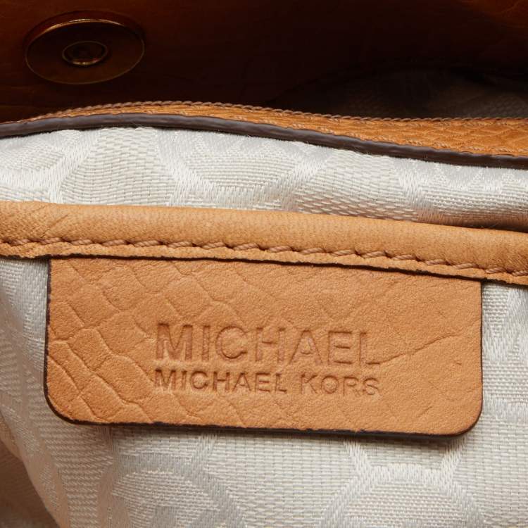 Pre Owned MICHAEL Michael Kors Caramel Python Effect Leather Large Hamilton North South Tote