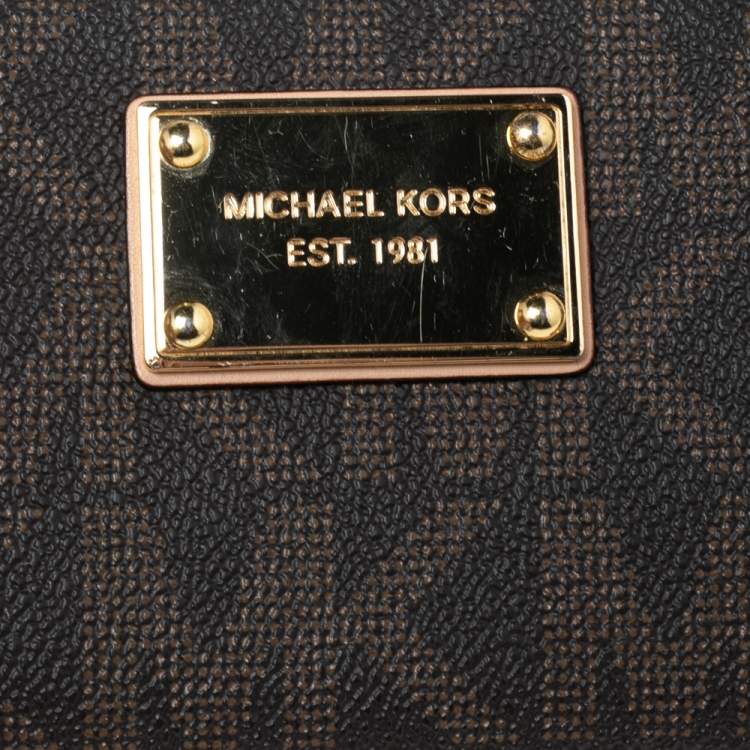 Pre Owned MICHAEL Michael Kors Signature Coated Canvas Logo Zip Around Wristlet Wallet