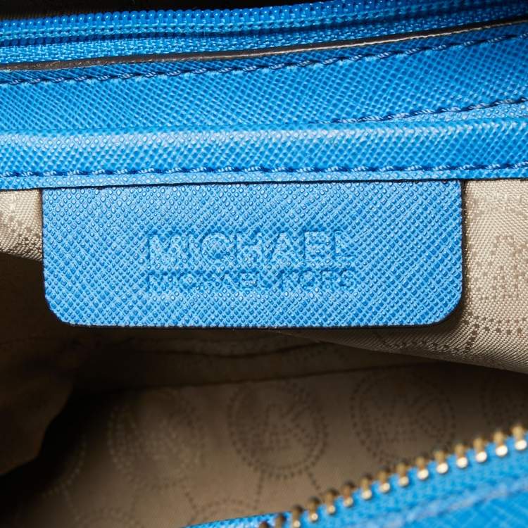 Pre Owned MICHAEL Michael Kors Sky Blue Saffiano Leather Large Selma Tote