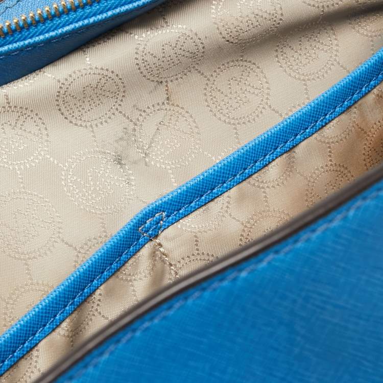 Pre Owned MICHAEL Michael Kors Sky Blue Saffiano Leather Large Selma Tote