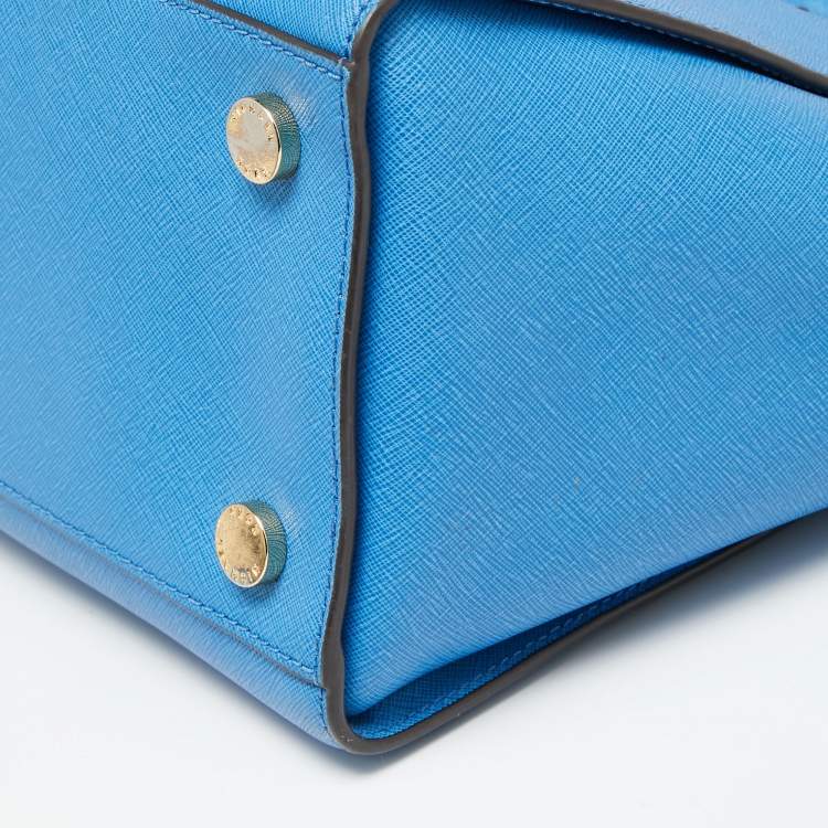 Pre Owned MICHAEL Michael Kors Sky Blue Saffiano Leather Large Selma Tote
