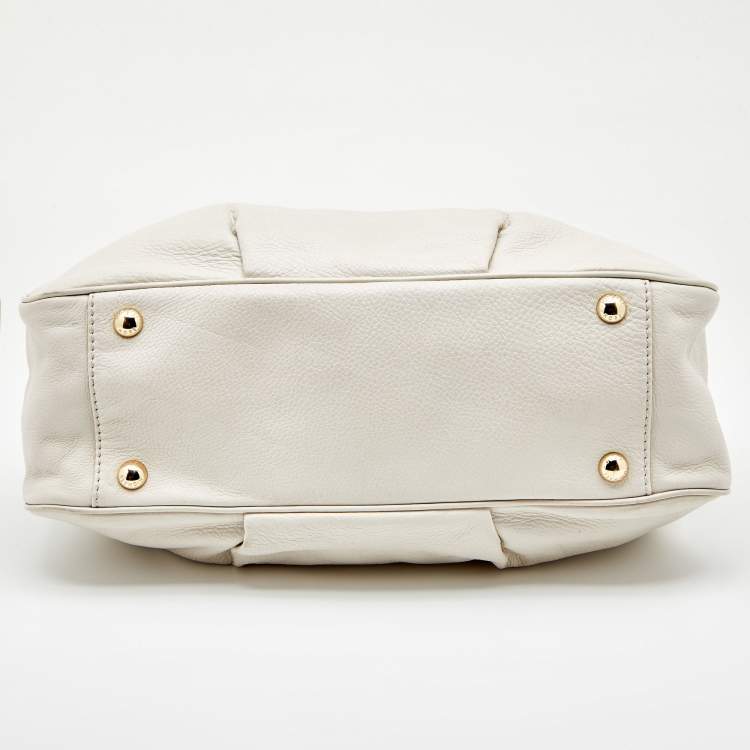 Pre Owned MICHAEL Michael Kors White Leather Fulton East West Tote