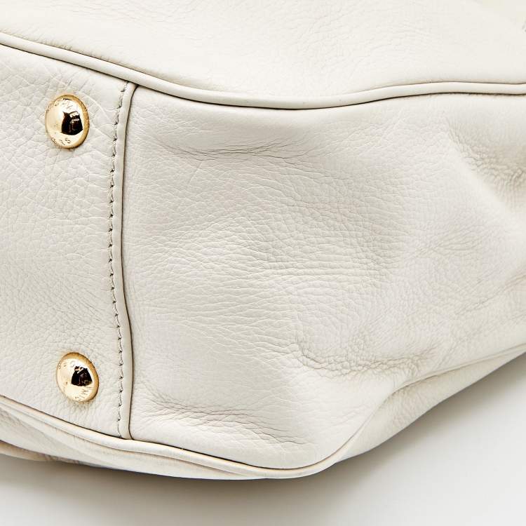 Pre Owned MICHAEL Michael Kors White Leather Fulton East West Tote