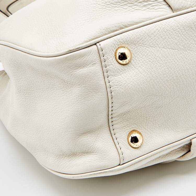 Pre Owned MICHAEL Michael Kors White Leather Fulton East West Tote