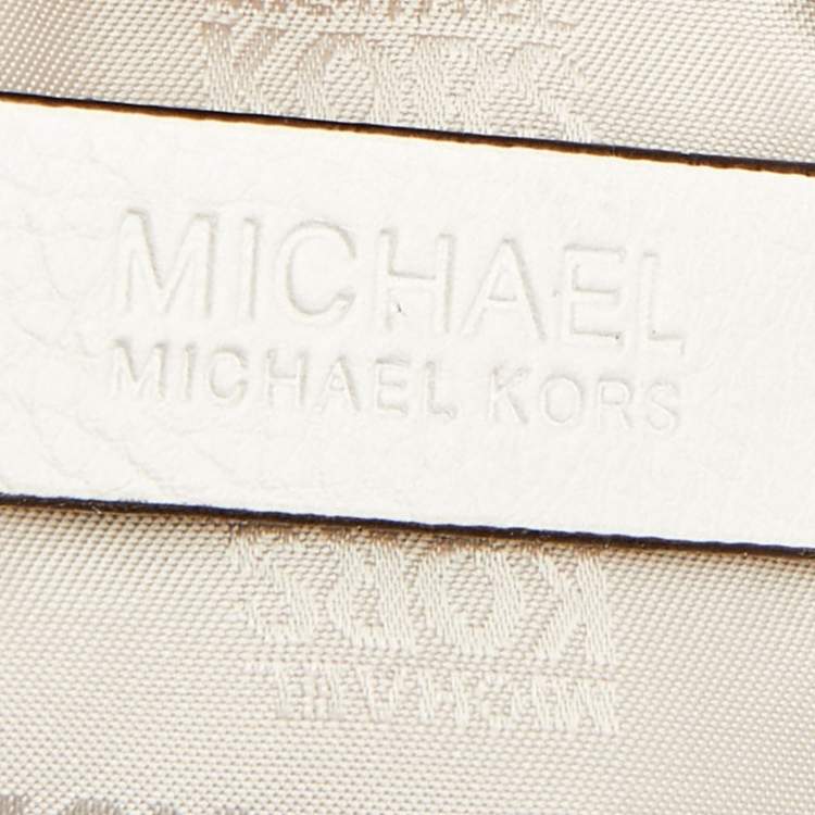 Pre Owned MICHAEL Michael Kors White Leather Fulton East West Tote