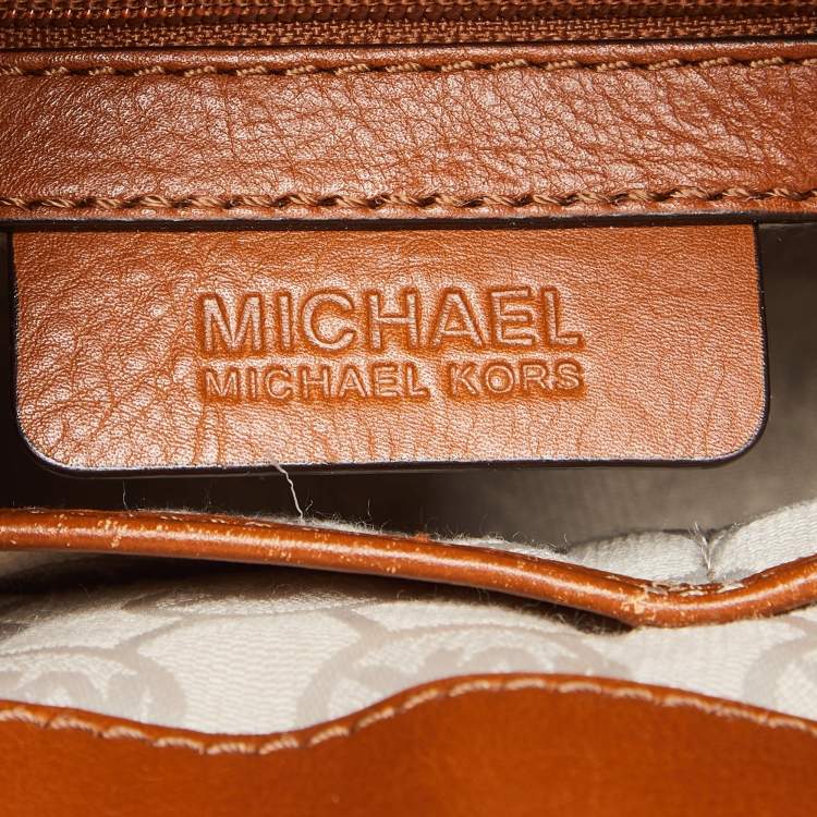 مملوكة مسبقًا MICHAEL Michael Kors Tricolor Canvas and Leather Mono Stripe Hamilton Tote