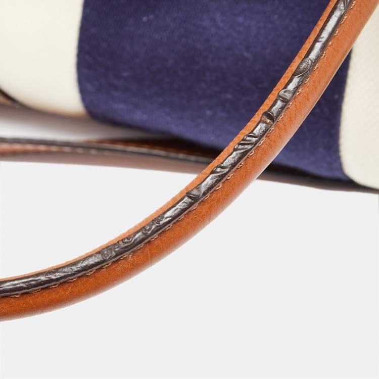 مملوكة مسبقًا MICHAEL Michael Kors Tricolor Canvas and Leather Mono Stripe Hamilton Tote
