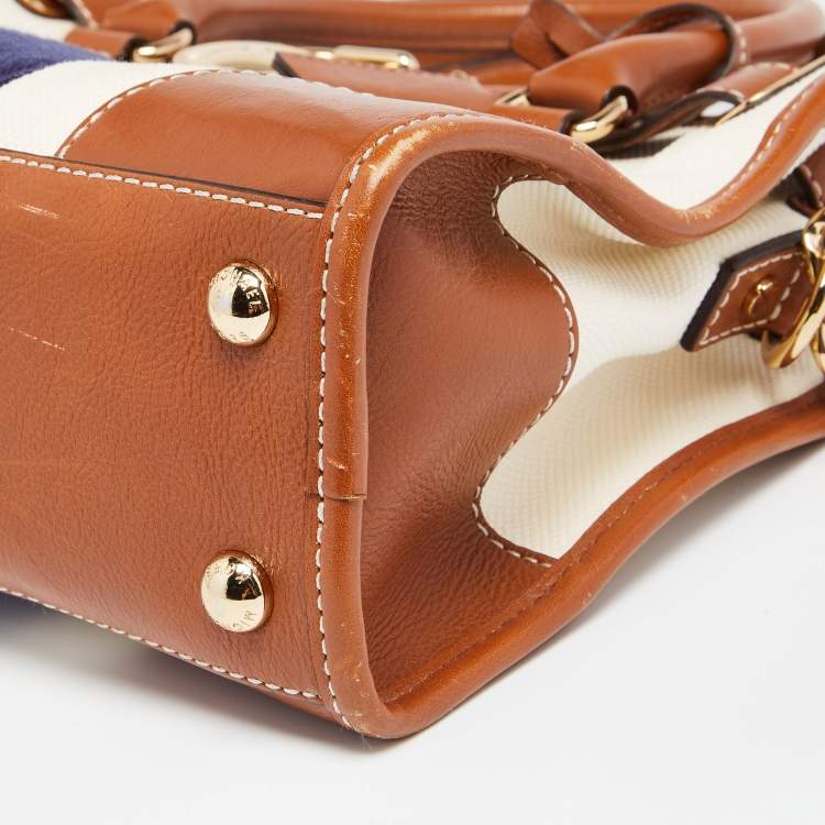 مملوكة مسبقًا MICHAEL Michael Kors Tricolor Canvas and Leather Mono Stripe Hamilton Tote