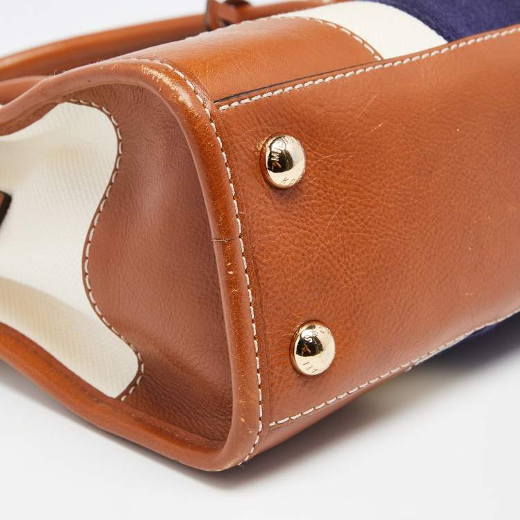 مملوكة مسبقًا MICHAEL Michael Kors Tricolor Canvas and Leather Mono Stripe Hamilton Tote