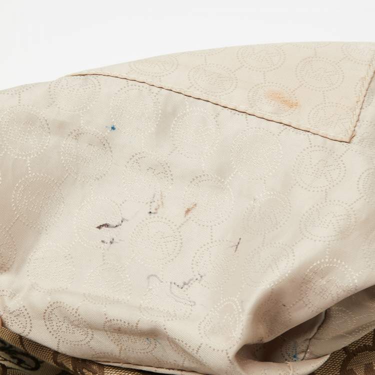 Pre Owned MICHAEL Michael Kors Beige/Brown Signature Canvas And Leather Hobo