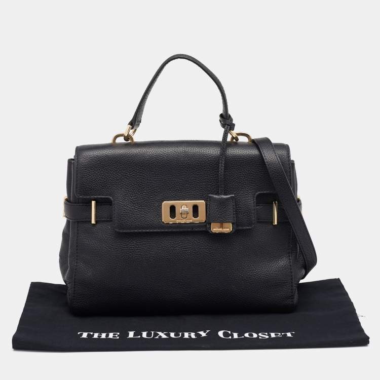 Pre Owned MICHAEL Michael Kors Black Leather Karson Top Handle Bag