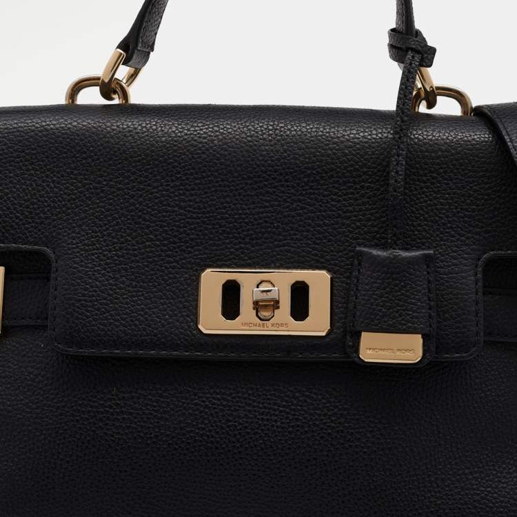 Pre Owned MICHAEL Michael Kors Black Leather Karson Top Handle Bag