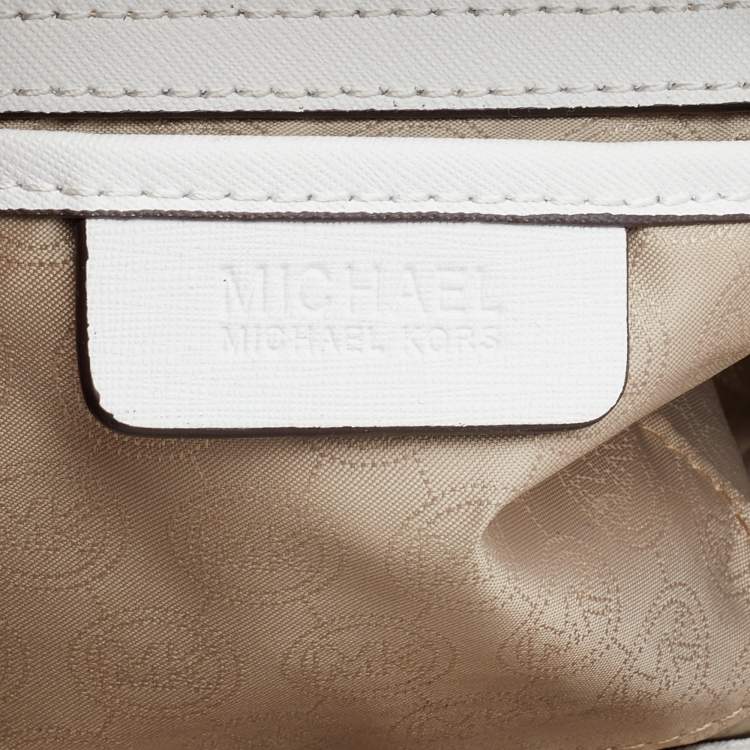 Pre Owned MICHAEL Michael Kors White Saffiano Leather Large Selma Satchel