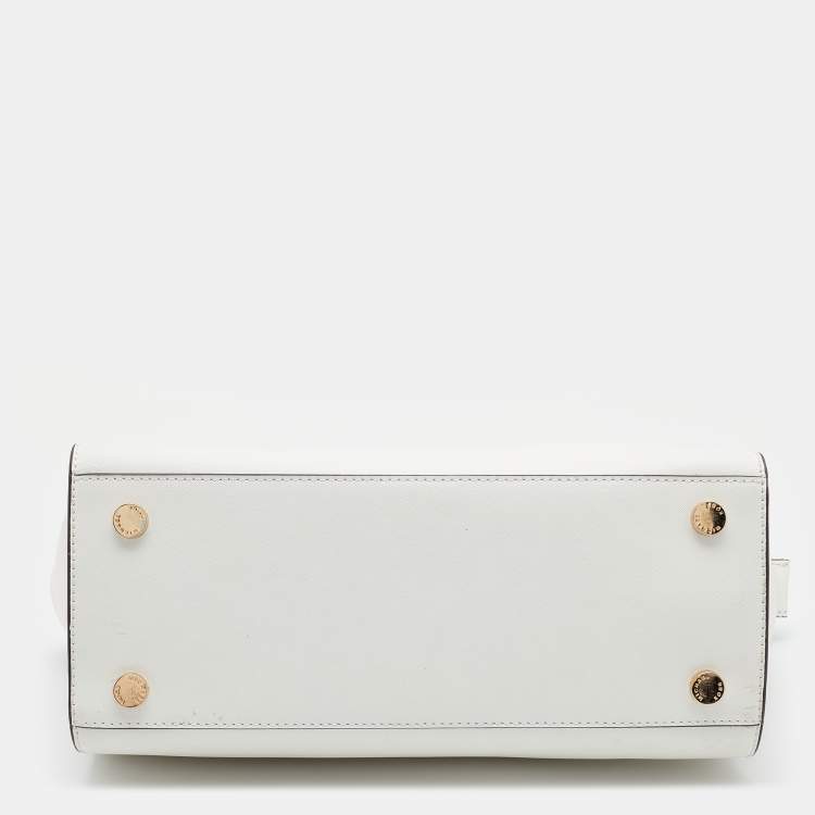 Pre Owned MICHAEL Michael Kors White Saffiano Leather Large Selma Satchel