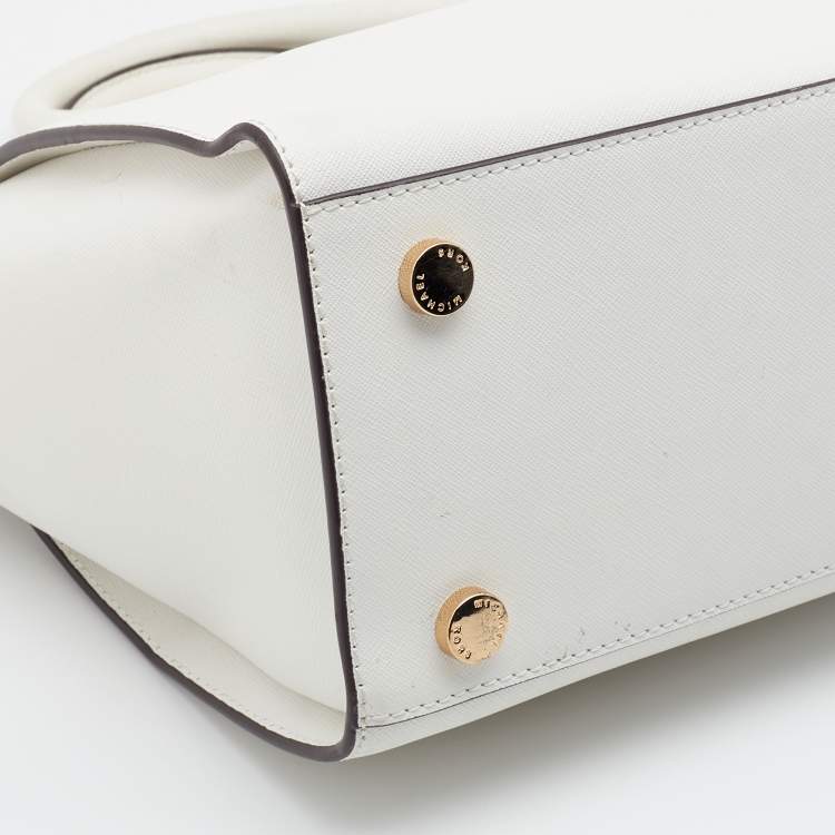 Pre Owned MICHAEL Michael Kors White Saffiano Leather Large Selma Satchel