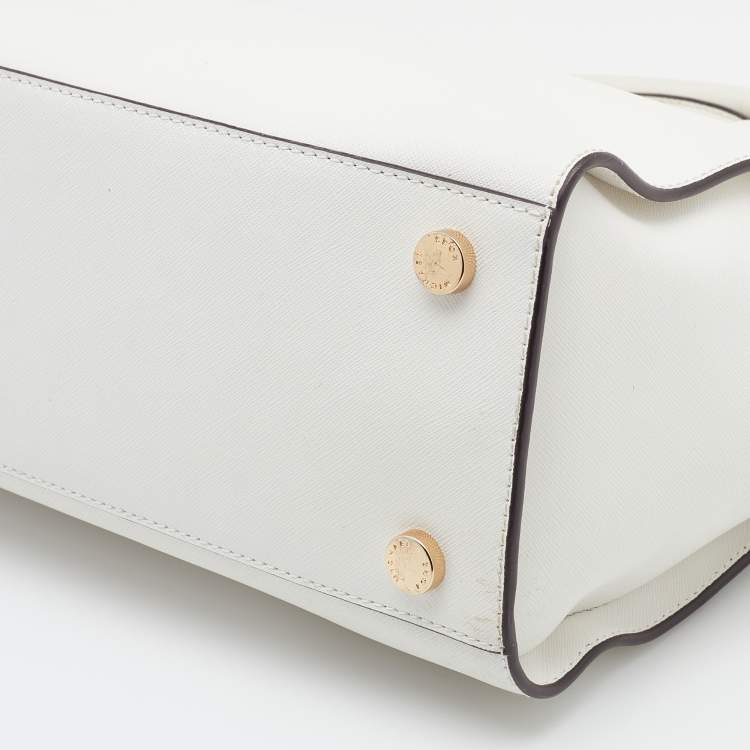 Pre Owned MICHAEL Michael Kors White Saffiano Leather Large Selma Satchel