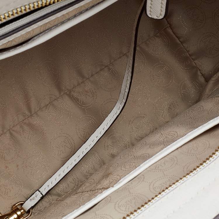 Pre Owned MICHAEL Michael Kors White Saffiano Leather Large Selma Satchel