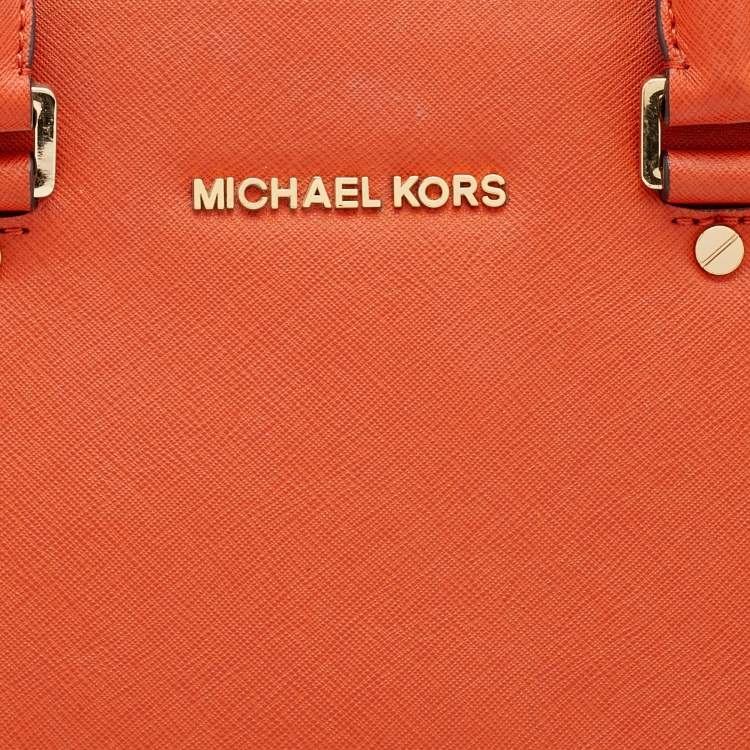Pre Owned MICHAEL Michael Kors Orange Saffiano Leather Large Selma Satchel