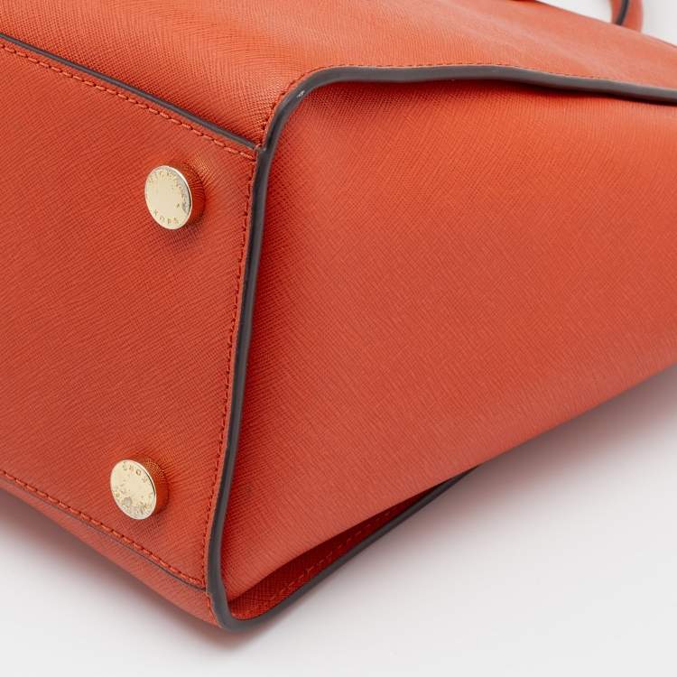Pre Owned MICHAEL Michael Kors Orange Saffiano Leather Large Selma Satchel