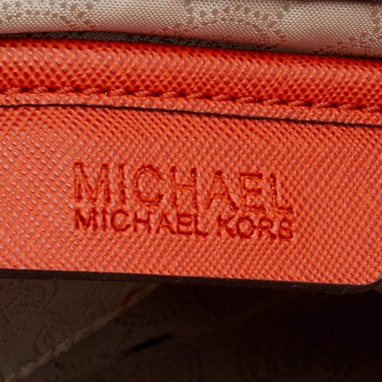 Pre Owned MICHAEL Michael Kors Orange Saffiano Leather Large Selma Satchel