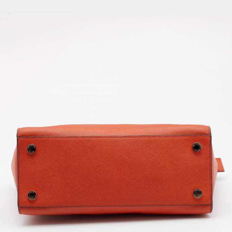 Pre Owned MICHAEL Michael Kors Orange Saffiano Leather Large Selma Satchel