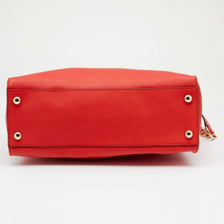 Pre Owned MICHAEL Michael Kors Red Leather Hamilton Tote